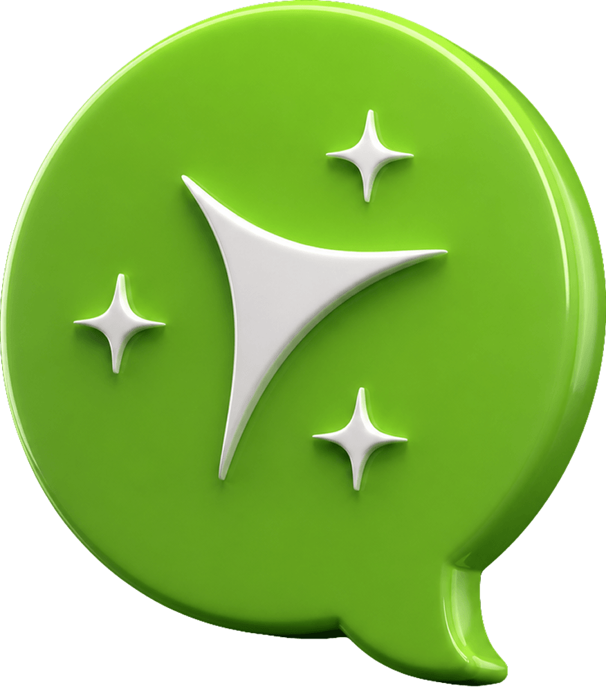 Larger light grey speech bubble on a white background