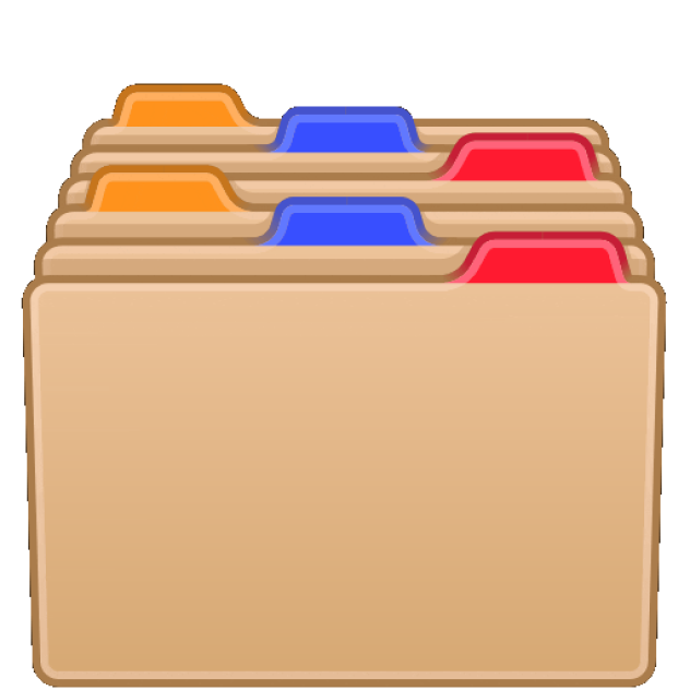 A simple illustration of a tan file folder with three labeled tabs in orange, blue, and red. The tabs are evenly spaced and organized, giving the appearance of a neatly arranged file system for consumer feedback. The folder appears to be slightly open.