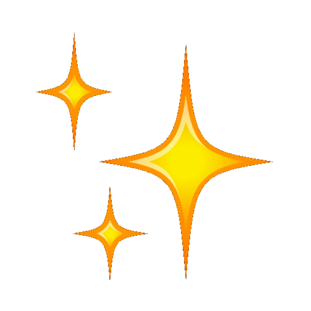 Three golden, glowing star-shaped sparkles with varying sizes radiate light against a black background, reminiscent of vibrant tia feathers.